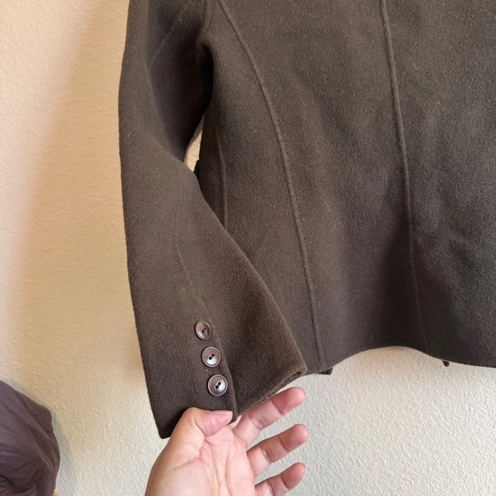 CALVIN KLEIN 100% Wool Brown Button Jacket - Picture 7 of 8